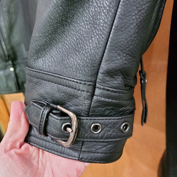 HARLEY-DAVIDSON BLACK LEATHER MOTORCYCLE JACKET HEAVY DUTY MEN SIZE XL - Picture 15 of 16